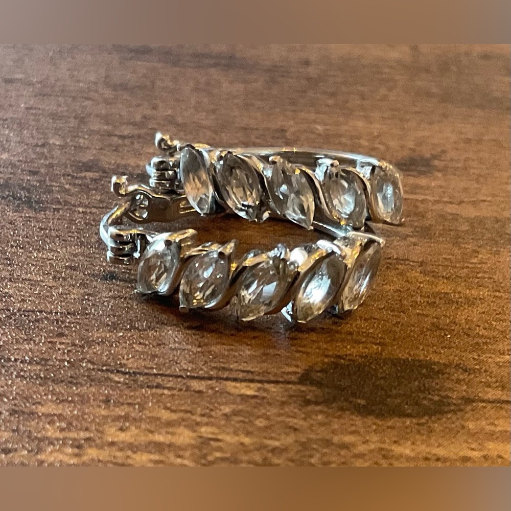 Elegant White Topaz Hoop Earrings